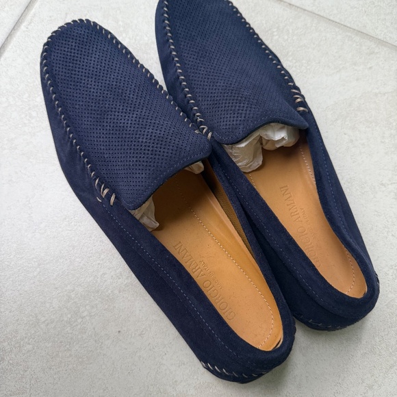 ✨ Giorgio Armani Men’s Navy Suede Driving Loafers – Size 9.5 – Made in Italy ✨ - Picture 4 of 10